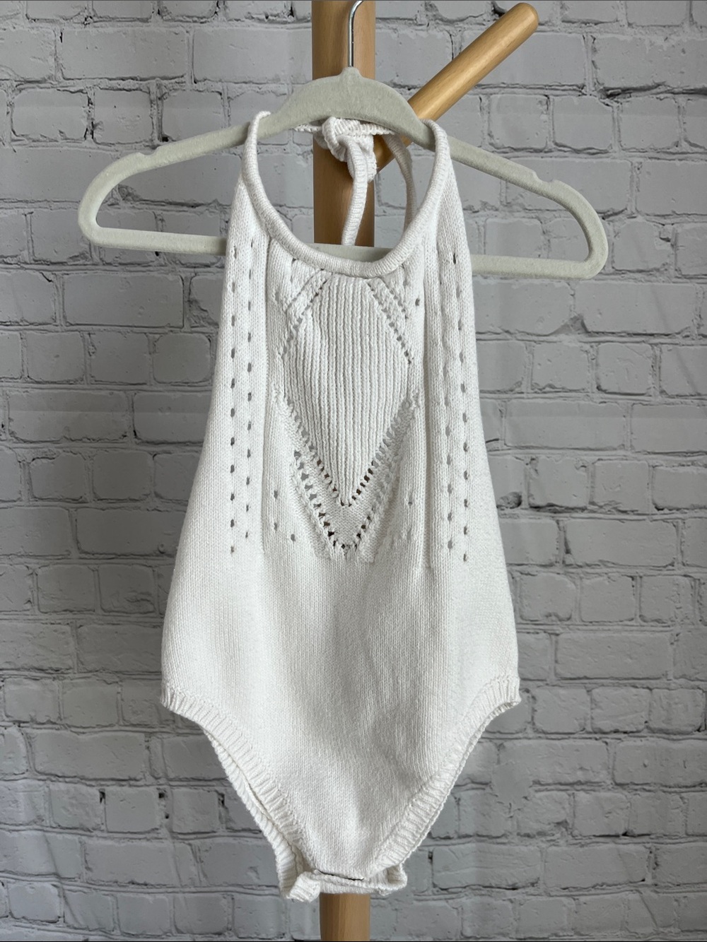 ⭐️⭐️ PICK 5 / $20 Bailey's Blossoms White Knit Halter One-Piece Romper
